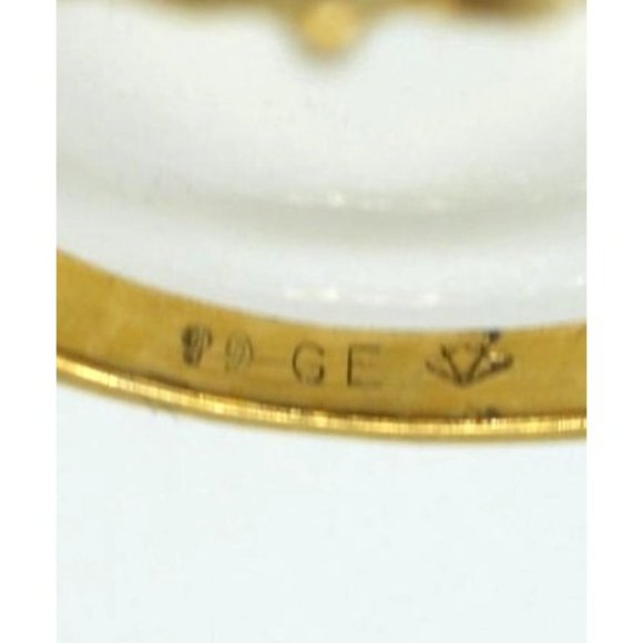 GOLD ELECTROPLATED & emerald green, clear CZ's cluster ring, sz 8 designer sign - Picture 5 of 7